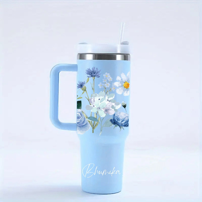 Personalized FleurFlow™ Tumbler with Straw & Lid - Memories InsiteFLOWERS PRINTED TUMBLER-3